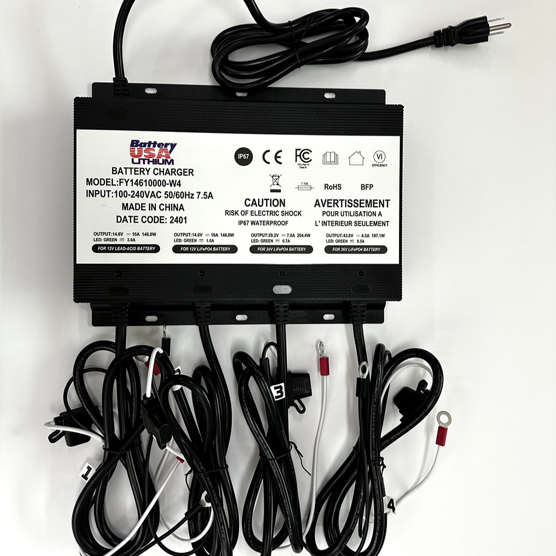 Charger 4 Bank- 12v AGM, Lead, 12v Lithium, 24v lithium, 36v lithium