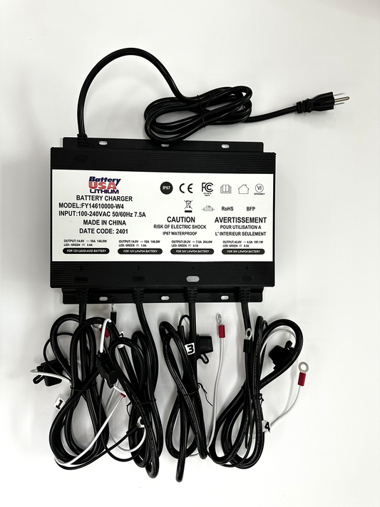 Charger 4 Bank- 12v AGM, Lead, 12v Lithium, 24v lithium, 36v lithium